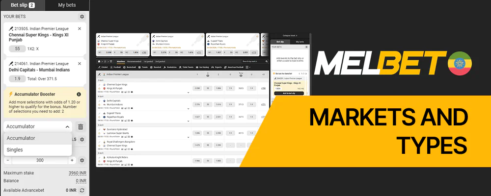 Melbet supports the full range of bet types